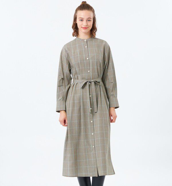 MACKINTOSH PHILOSOPHY「タックスリーブチェックシャツドレス」|ワンピース|ベージュ