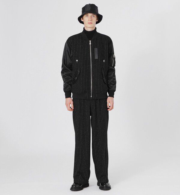  「ウールストライプワイドトラウザーズ」|スラックス|