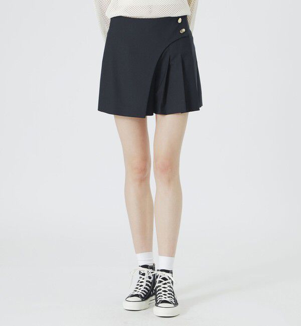  「アシンメトリープリーツスコート」|その他|ネイビー