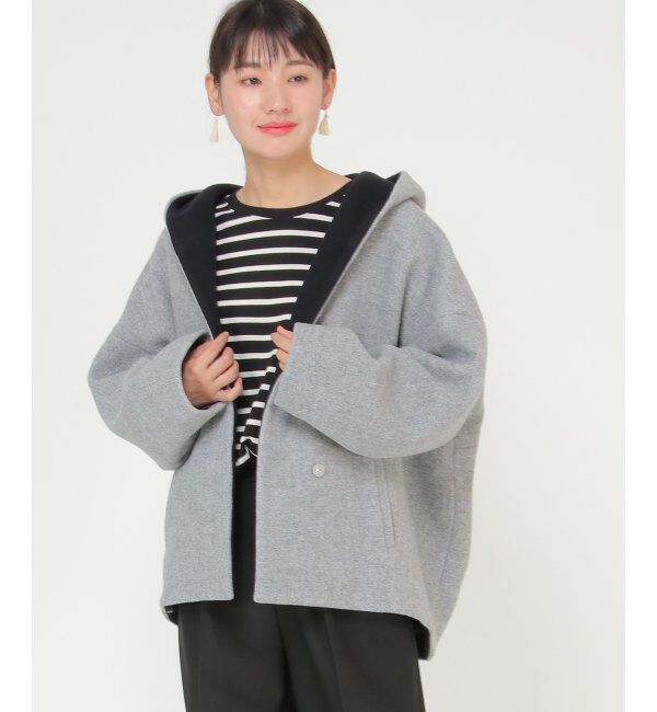 IKKA LOUNGE「フード配色ユルシルエットコート」|その他|ライトグレイ