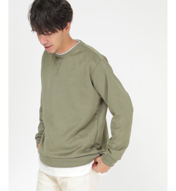 ikka「【抗菌防臭／吸水速乾】セイケツフェイクスエードレイヤードプルオーバー【消臭】」|パーカー|オリーブ