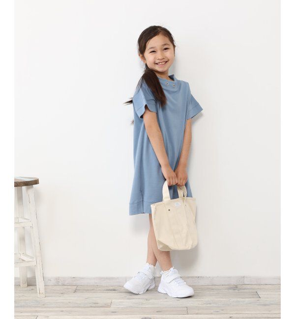 ikka kids「鹿の子ワイドネックワンピース（120~160cm）」|スカート|ブルー