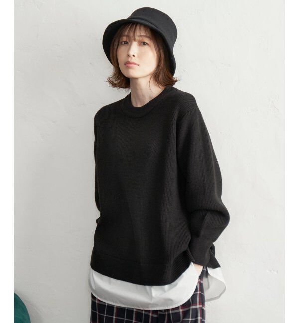 ikka「裾レイヤードニットプルオーバー」|プルオーバー|