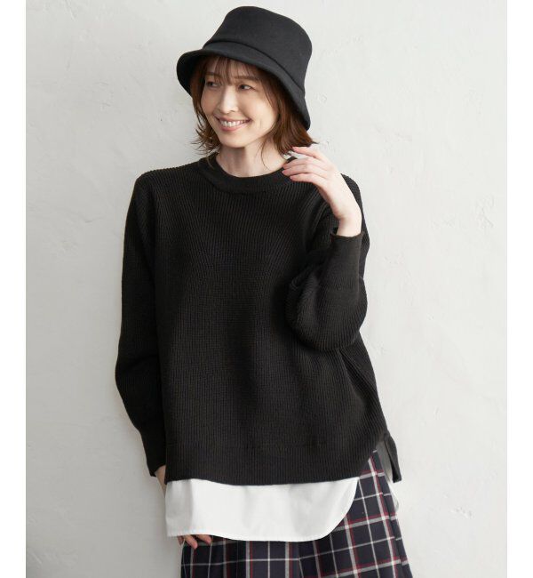 ikka「裾レイヤードニットプルオーバー」|プルオーバー|