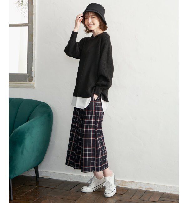 ikka「裾レイヤードニットプルオーバー」|プルオーバー|