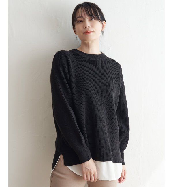 ikka「裾レイヤードニットプルオーバー」|プルオーバー|