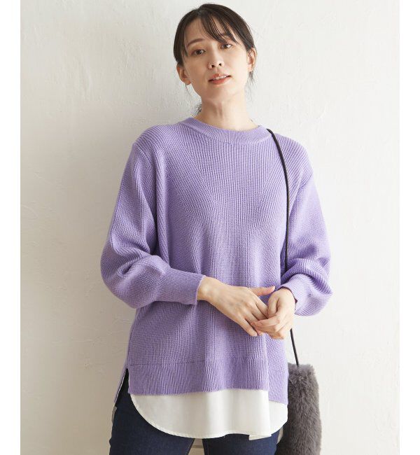 ikka「裾レイヤードニットプルオーバー」|プルオーバー|ムラサキケイ