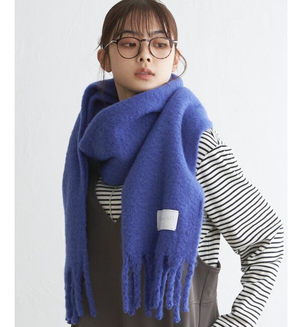 Lbc with Life「バルキーフリンジストール」|マフラー|ブルー