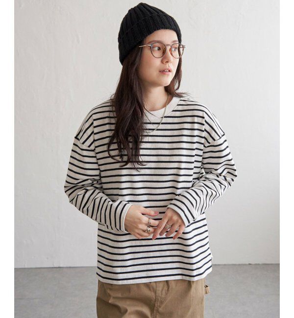 Lbc with Life「リブ使いボーダーT」|Tシャツ・カットソー|ホワイト