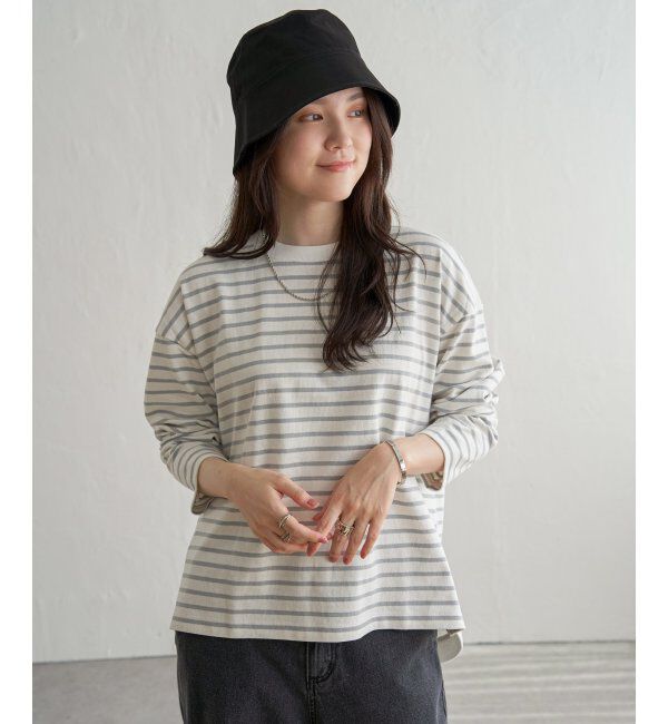 Lbc with Life「リブ使いボーダーT」|Tシャツ・カットソー|グレー