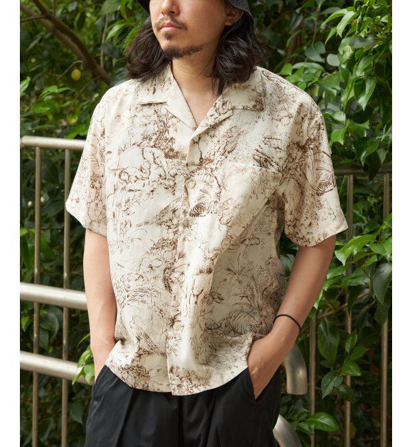 VENCE share style「ジャングル総柄半袖シャツ」|シャツ・ブラウス|ベージュ
