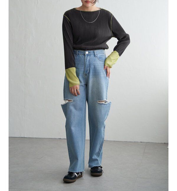 VENCE share style「プリーツ加工配色袖トップス」|その他|