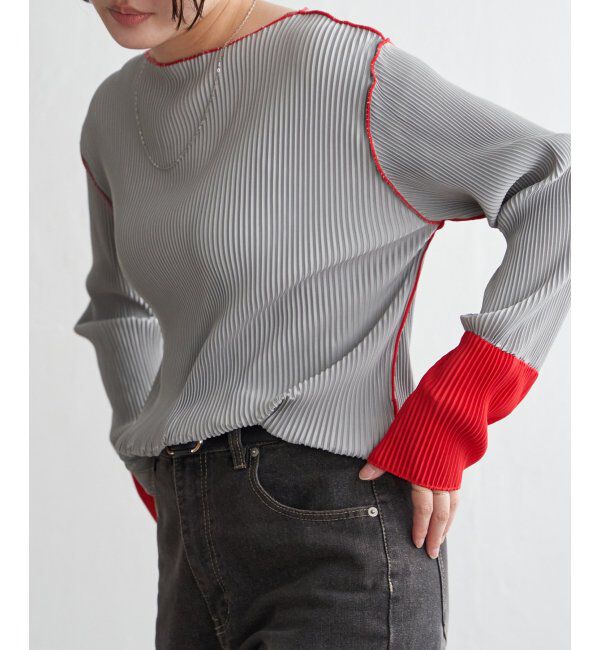 VENCE share style「プリーツ加工配色袖トップス」|その他|