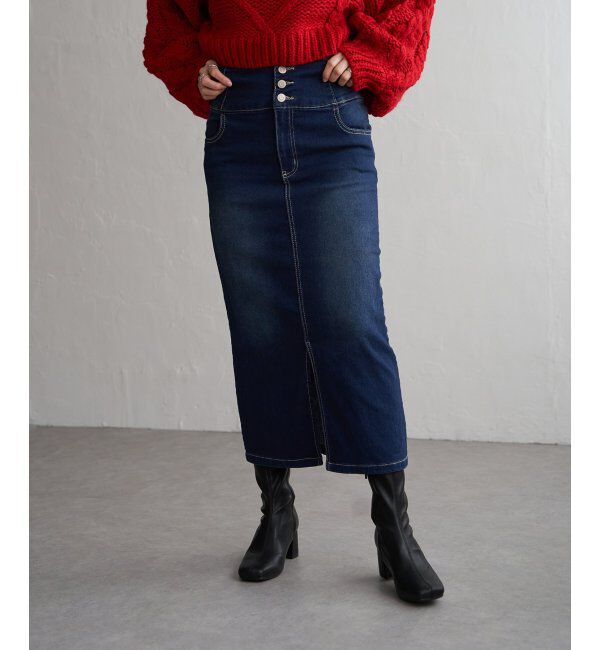 VENCE share style「ハイウエストナローデニムタイトスカート」|スカート|ブルー