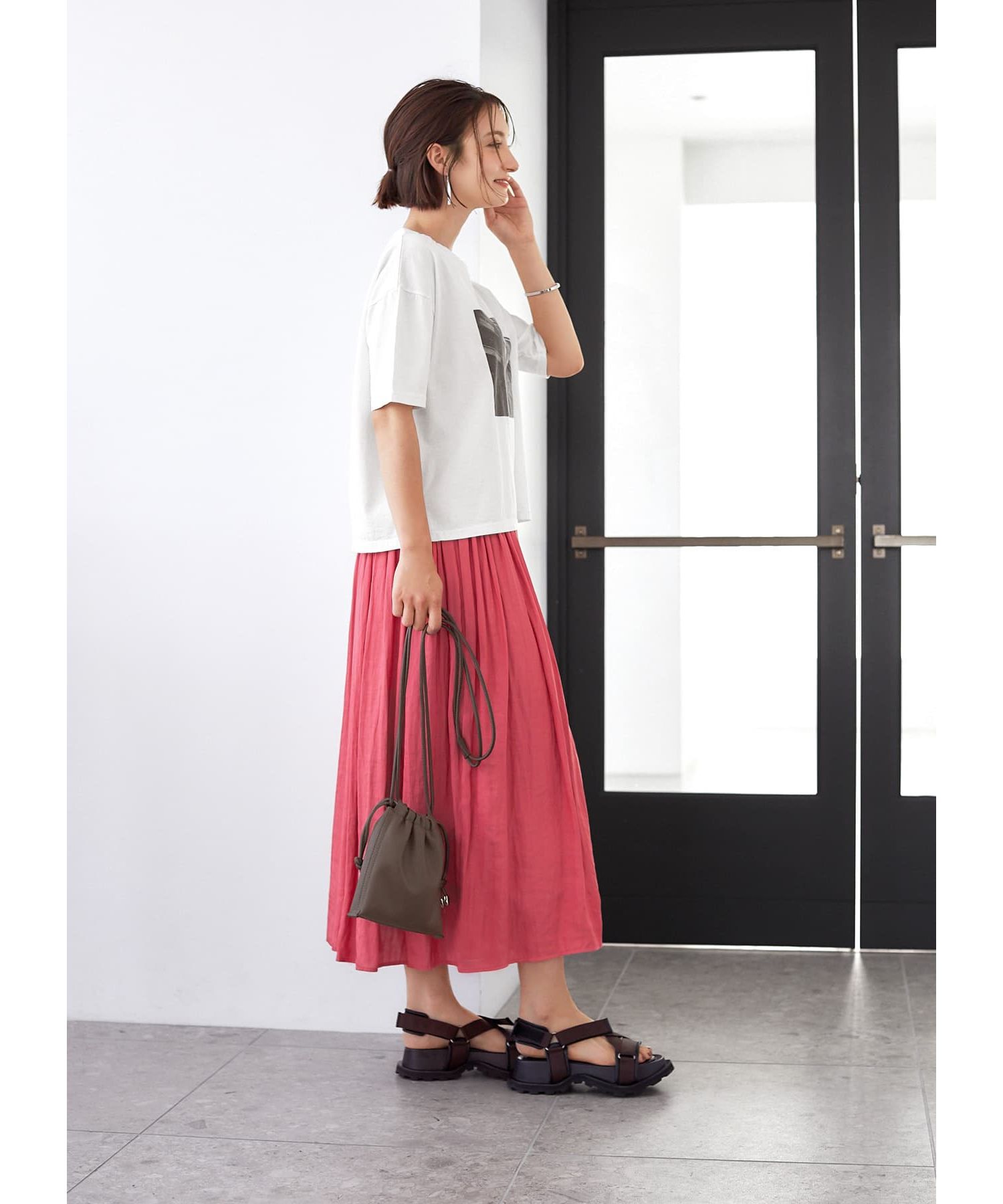 STYLE DELI「【Made in JAPAN】ヴィンテージサテンギャザーロングスカートC／85cm丈」|スカート|