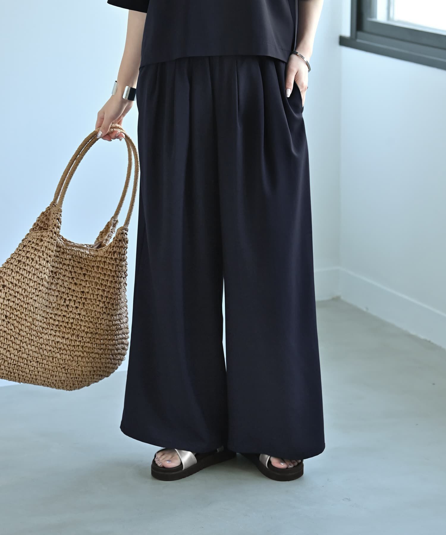 STYLE DELI「【Kana Oyama&times;BLK001】セットアップパンツ／DELI size」|その他|ネイビー