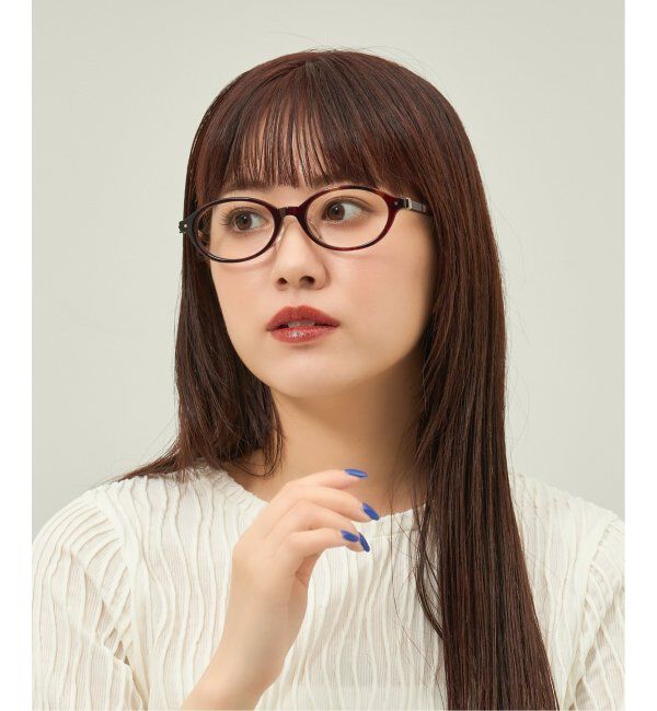  「Zoff｜ETRE TOKYO｜オーバル型 メガネ｜伊達メガネ 度付きメガネ ユニセックス レンズ交換券付」|メガネ|レッド
