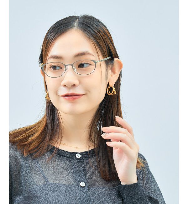 「オーバル型 メガネ | レザー調 ラバーテンプル ズレ落ち防止 眼鏡 伊達・度付き眼鏡  レンズ交換券付」|メガネ|薄グレー3