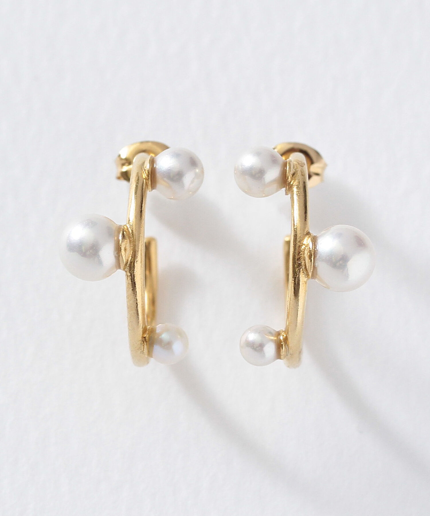  「silver925 パールビジュー ランダム フープピアス（ニッケルフリー）」|ピアス|