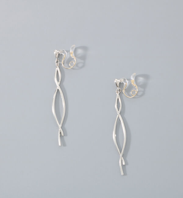  「【金属アレルギー対応】【痛くないシリーズ】スウィングクリスタルループフィットイヤリング　シルバー」|イヤリング|シルバー