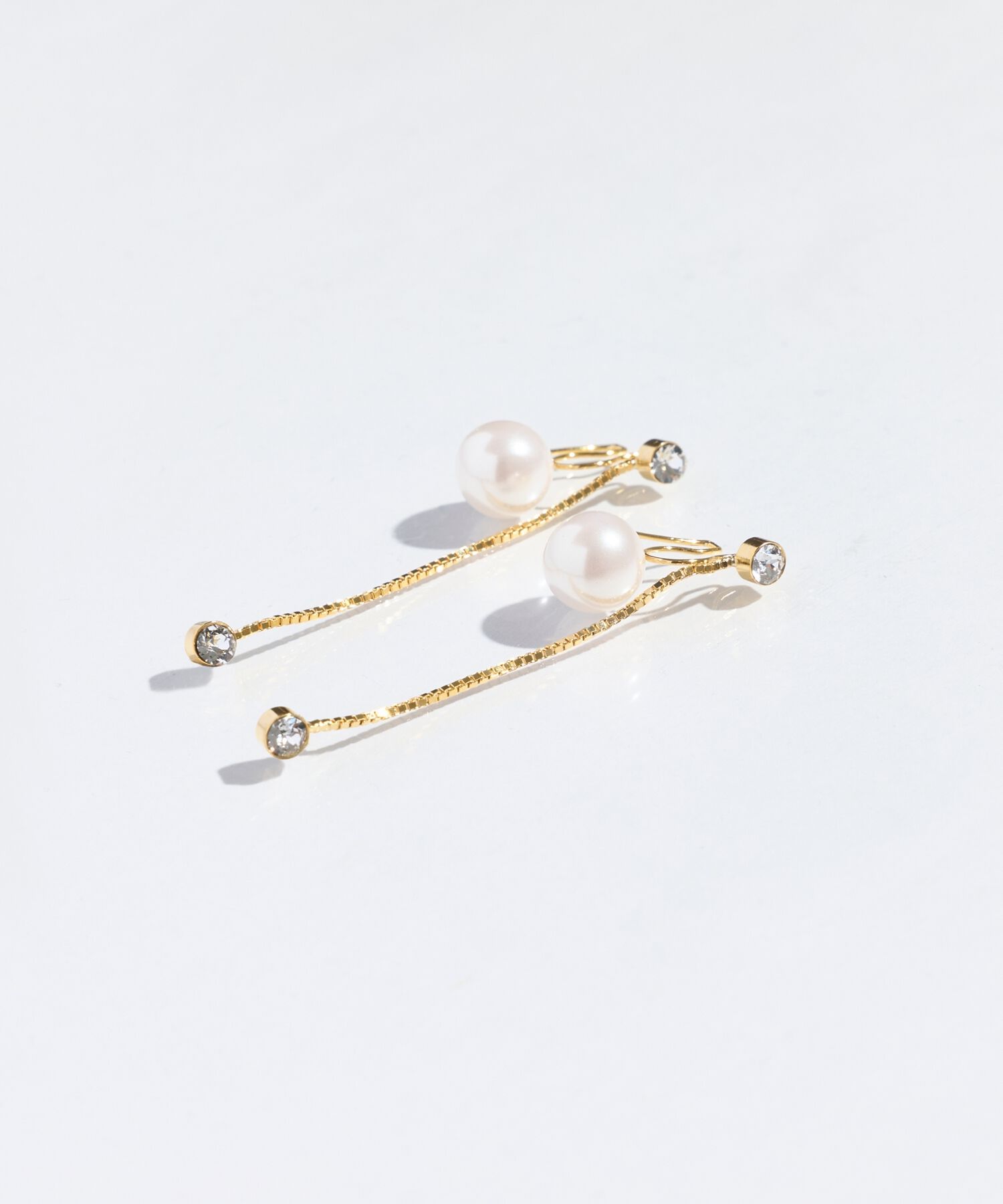 Phoebe「ロングバックモチーフイヤリング　パール&times;ビジュー」|イヤリング|