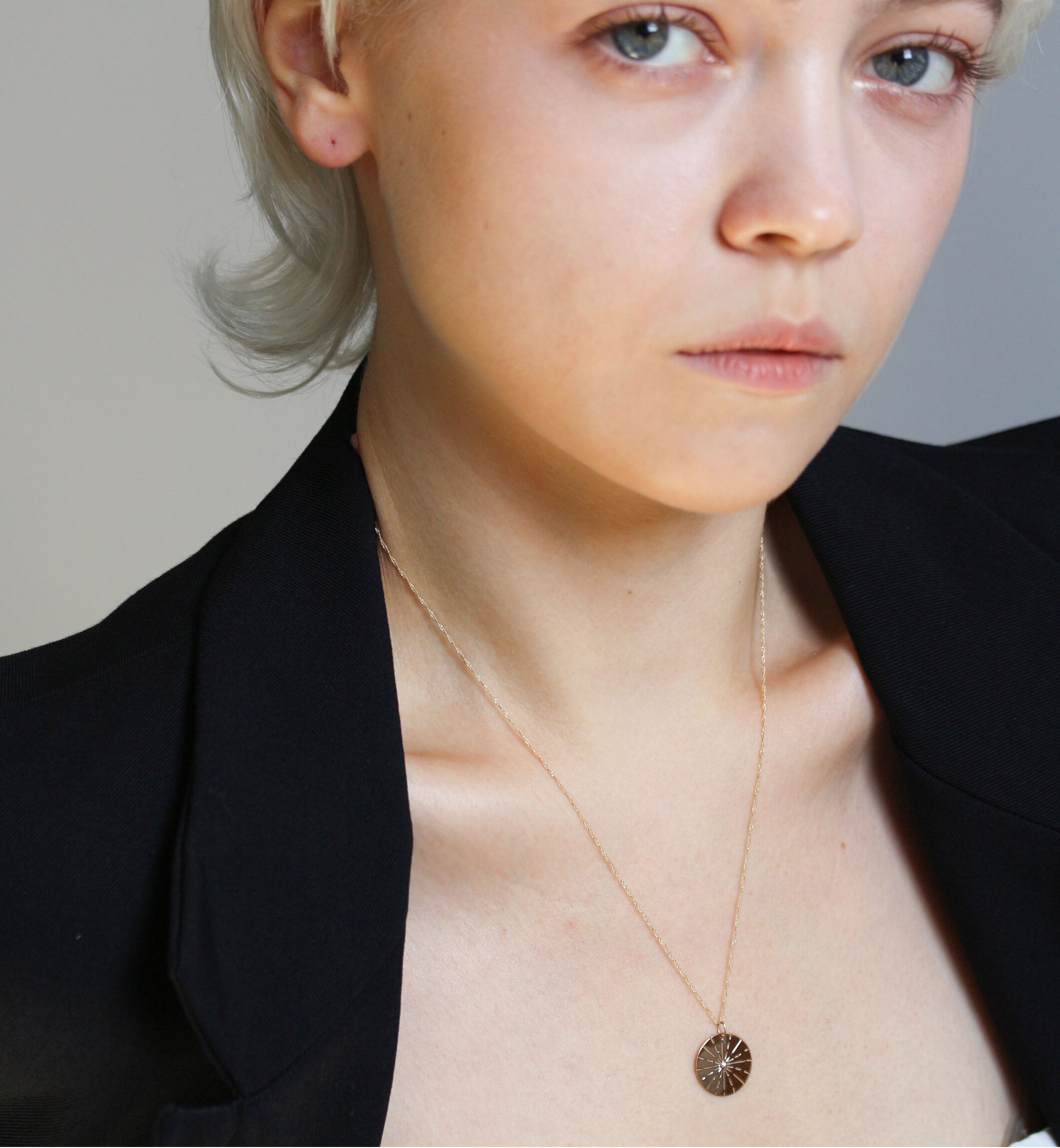  「ダイヤモンド コイン ネックレス M | K10YG」|ネックレス|