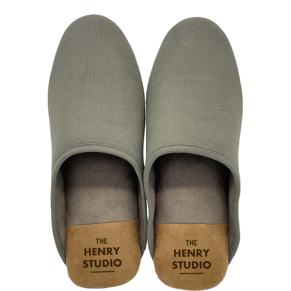BACKYARD FAMILY「スリッパ オシャレ 通販 ヘンリースタジオ かかとアクセントスリッパ 前詰まりスリッパ」|ルームシューズ|グリーン1