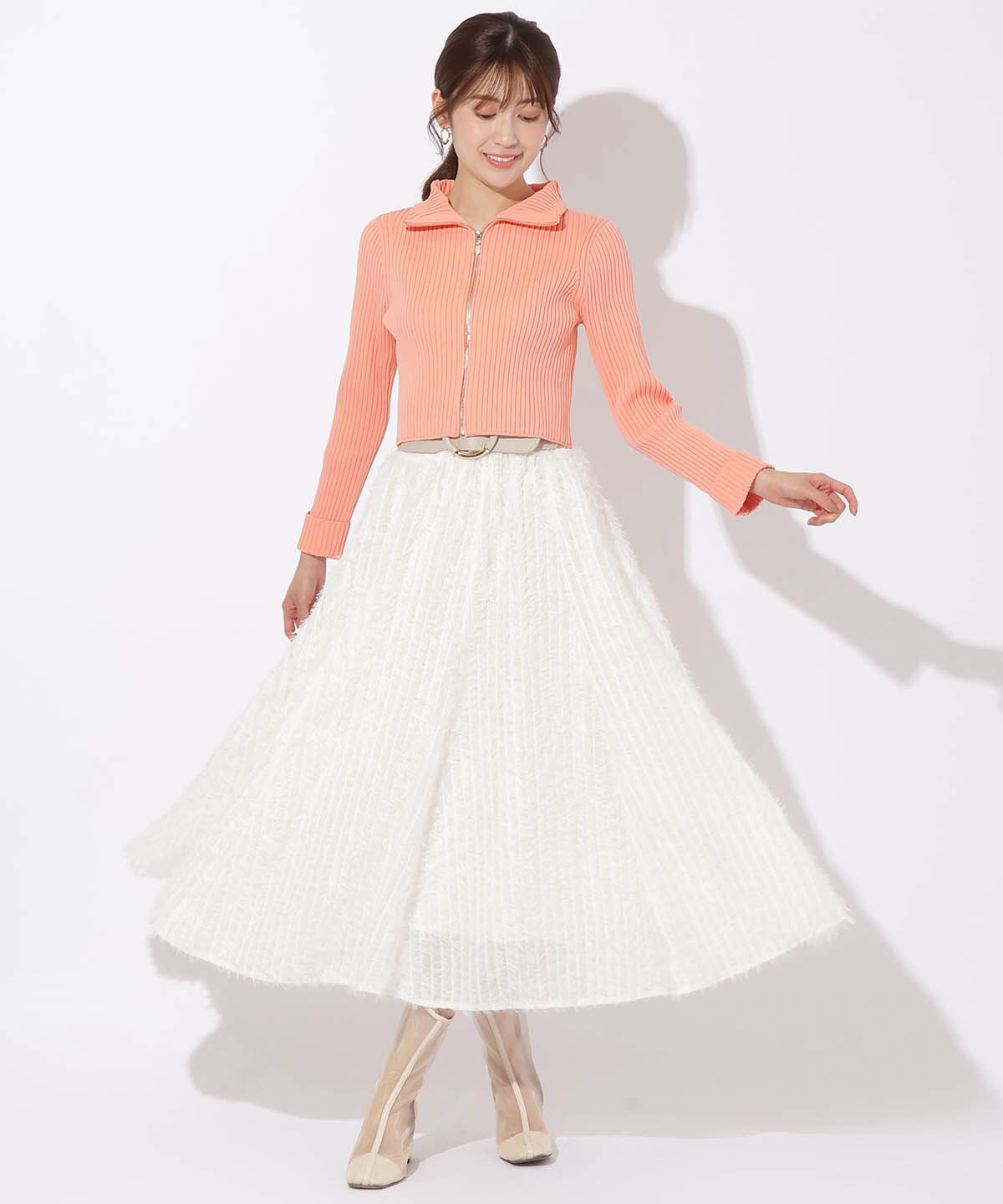 アンドクチュール「リブジッパーカーディガン」|カーディガン|