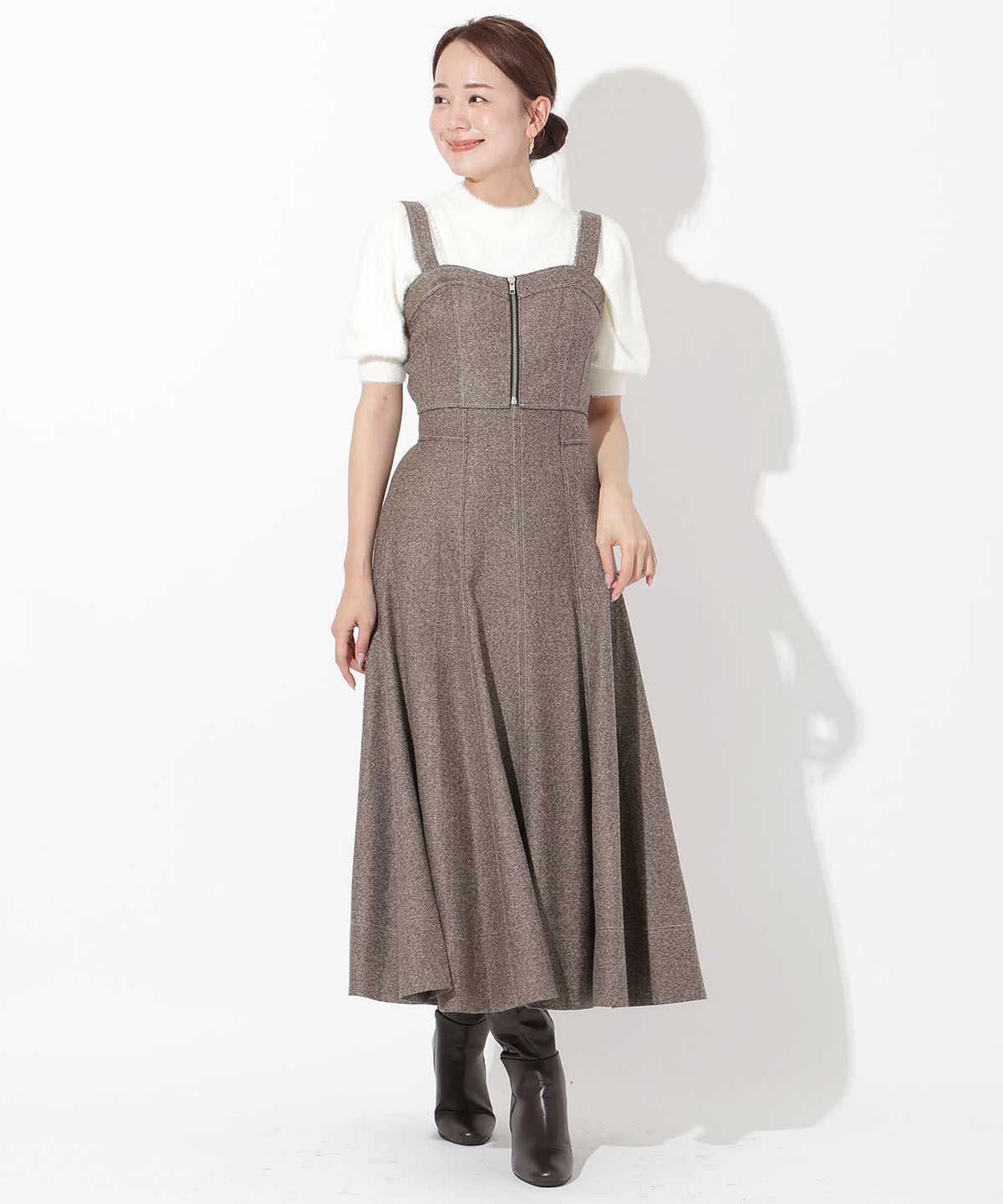 アンドクチュール「ヘリンボーンツイードキャミセットアップ」|ワンピース|