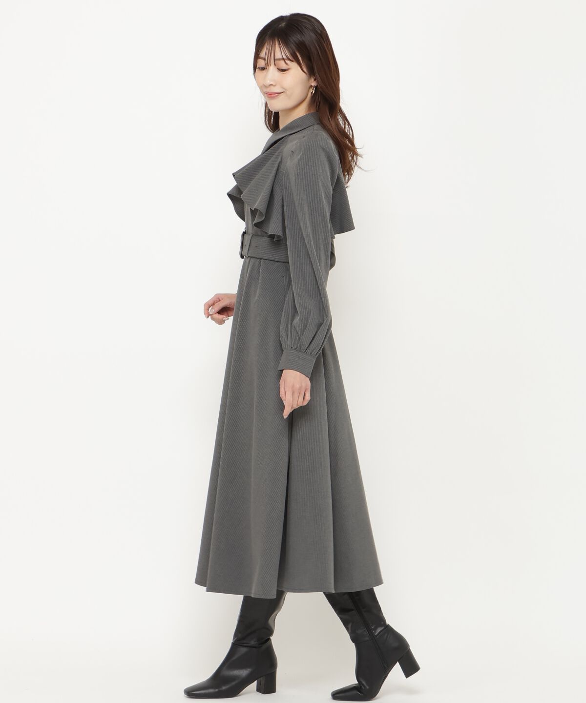 アンドクチュール「ストライプフリルケープワンピース」|ワンピース|