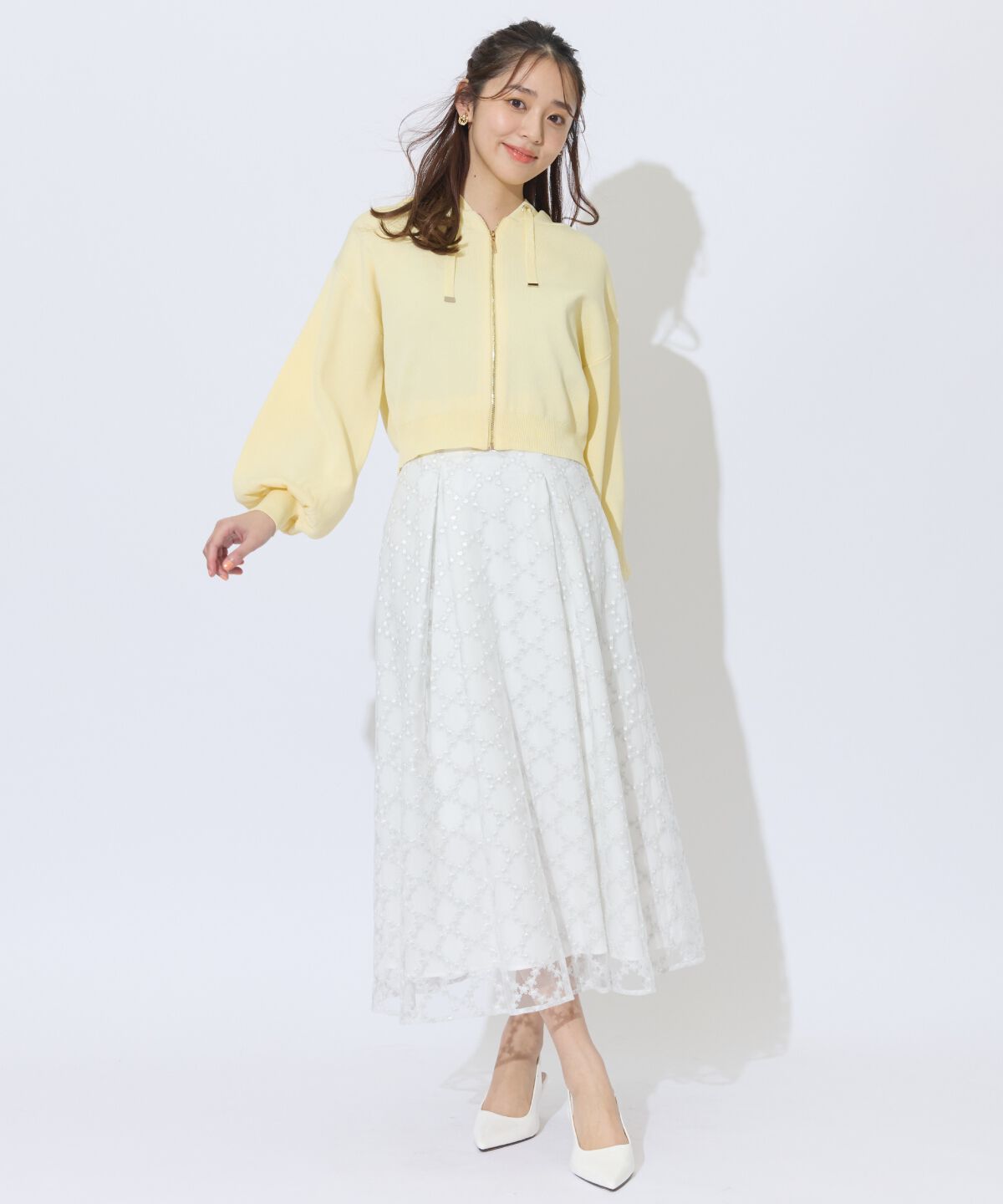 アンドクチュール「ダイヤチュールタックフレアスカート」|フレア|