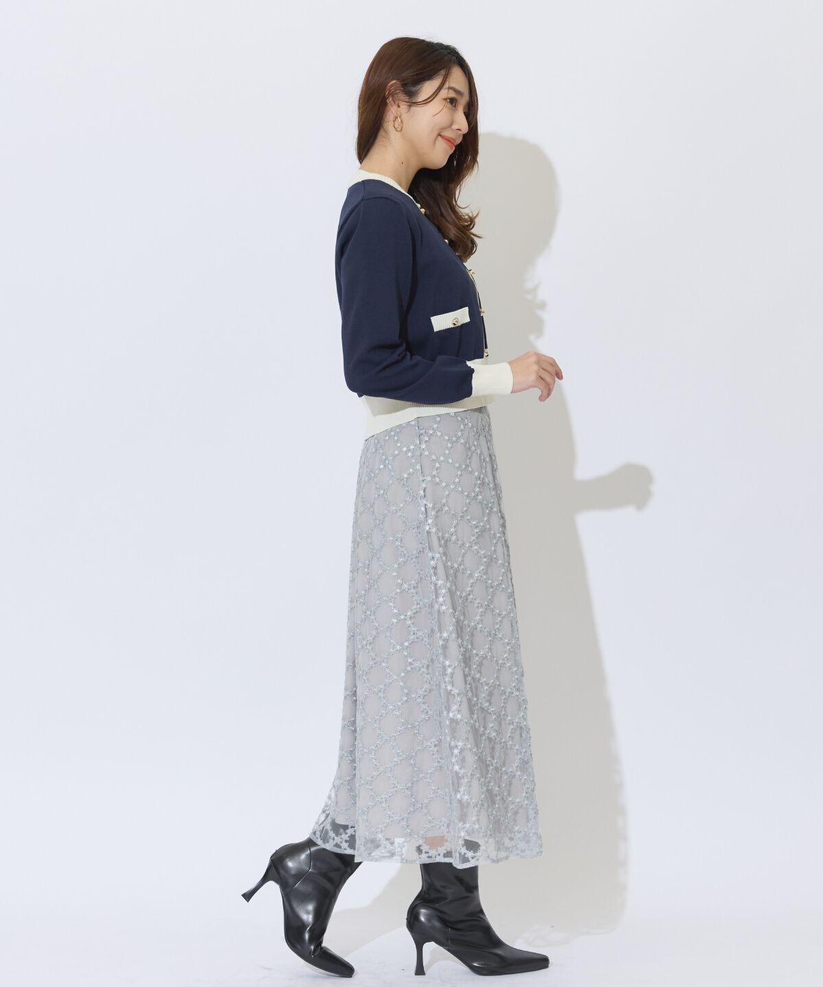 アンドクチュール「ダイヤチュールタックフレアスカート」|フレア|