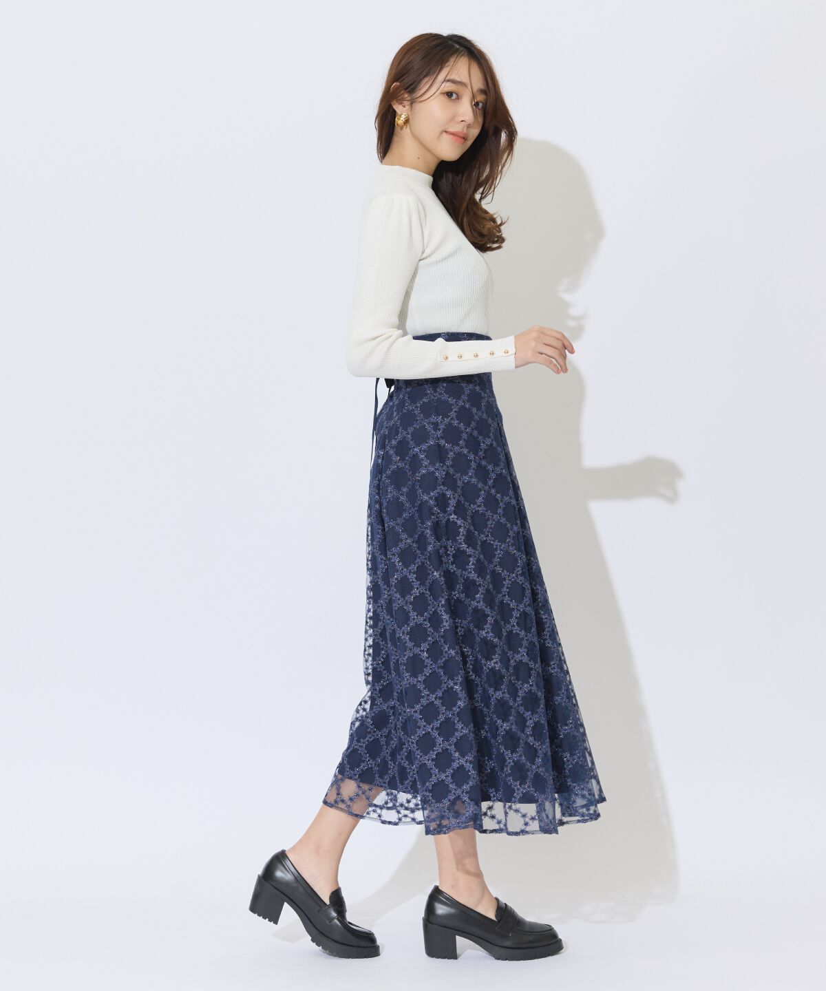 アンドクチュール「ダイヤチュールタックフレアスカート」|フレア|