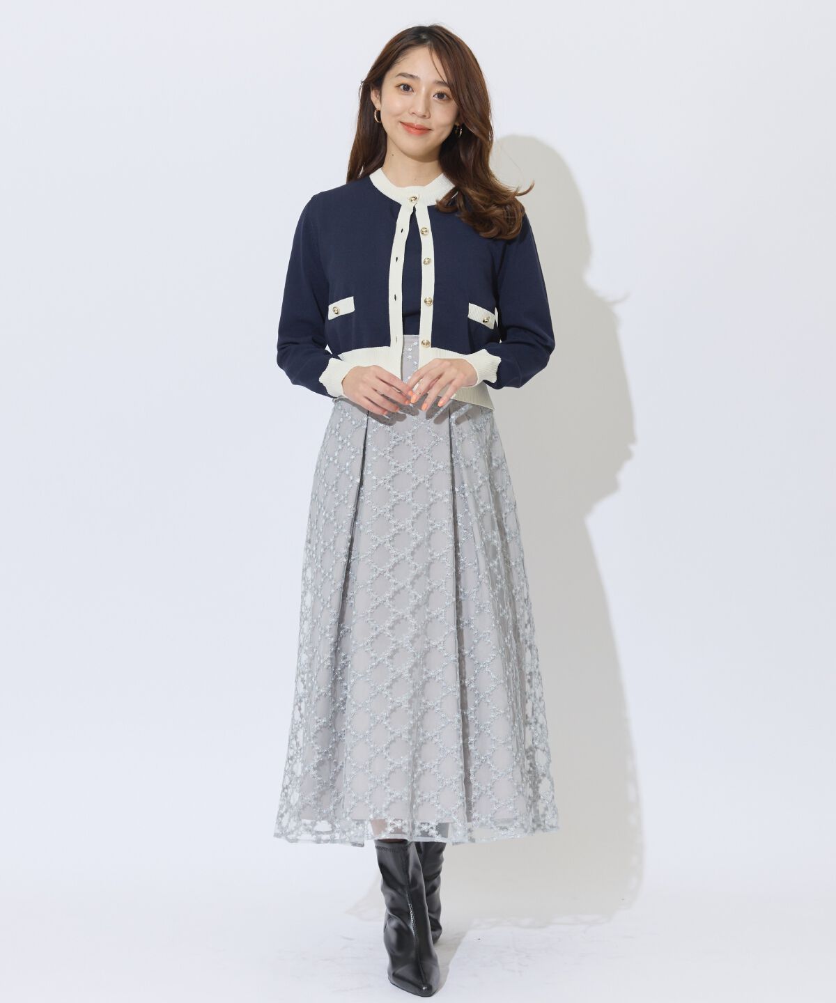 アンドクチュール「ダイヤチュールタックフレアスカート」|フレア|