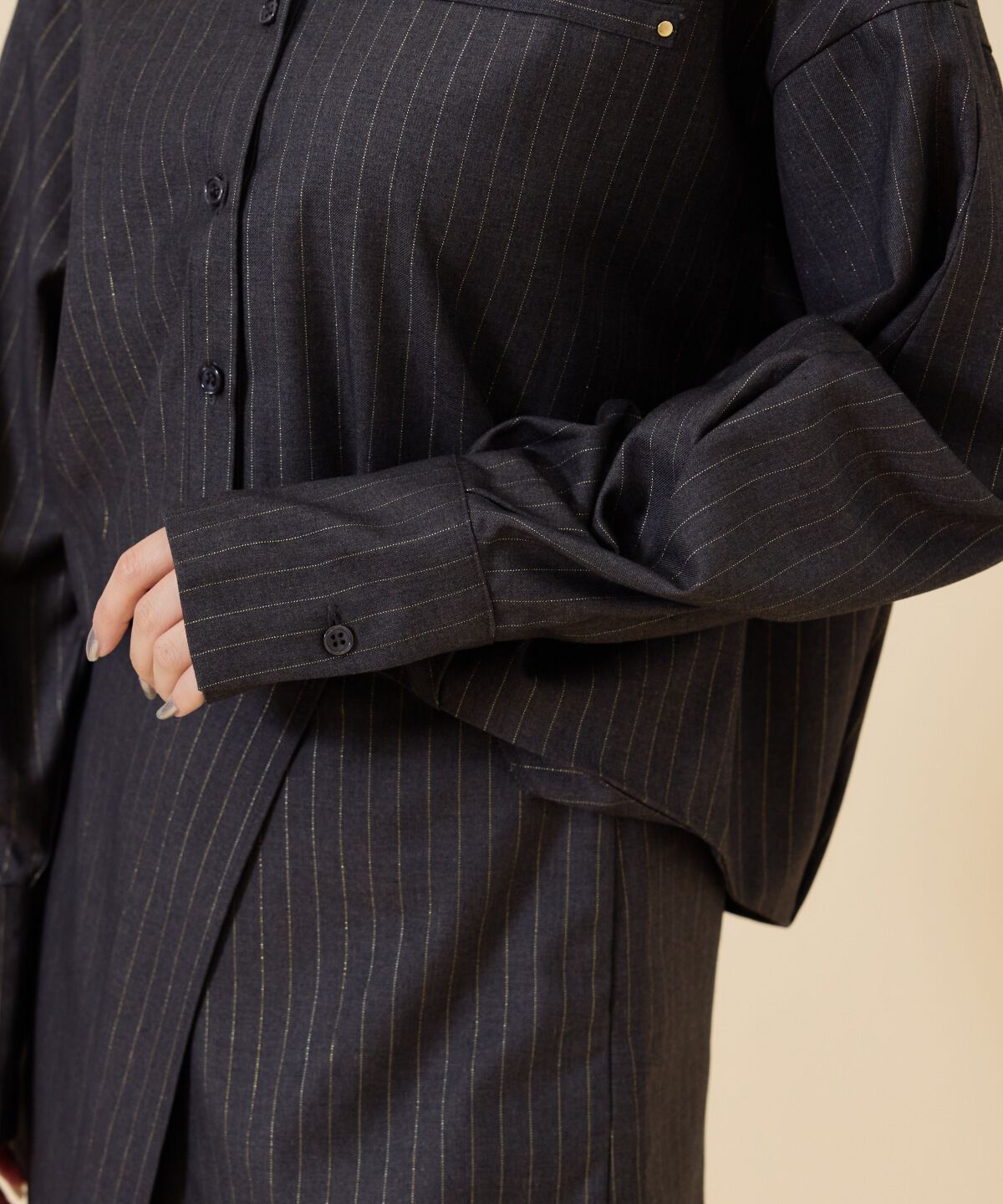 REDYAZEL「ゴールドラメストライプシャツ」|シャツ・ブラウス|