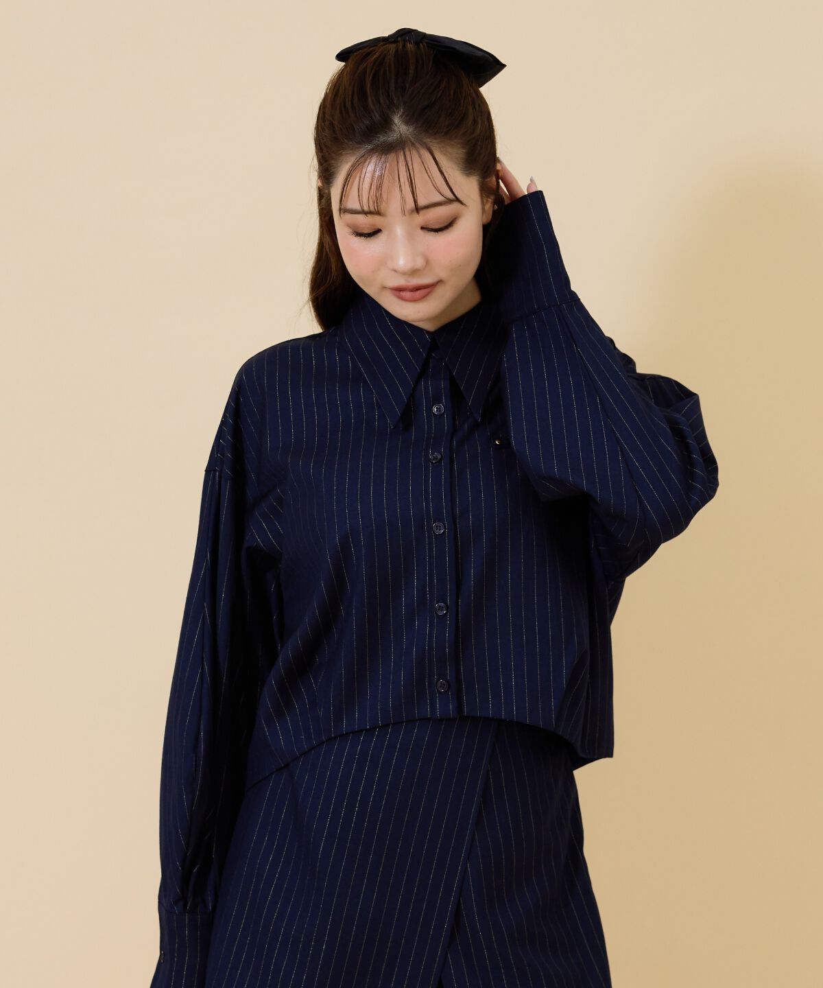 REDYAZEL「ゴールドラメストライプシャツ」|シャツ・ブラウス|