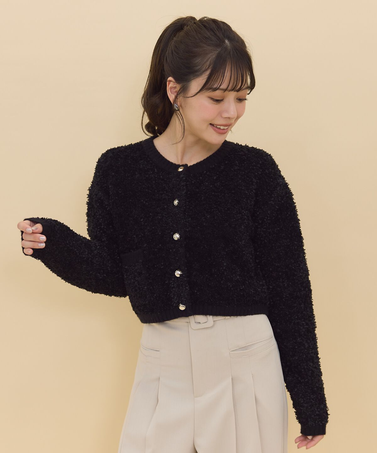 REDYAZEL「ゴールドボタンジャケットカーディガントップス」|カーディガン|