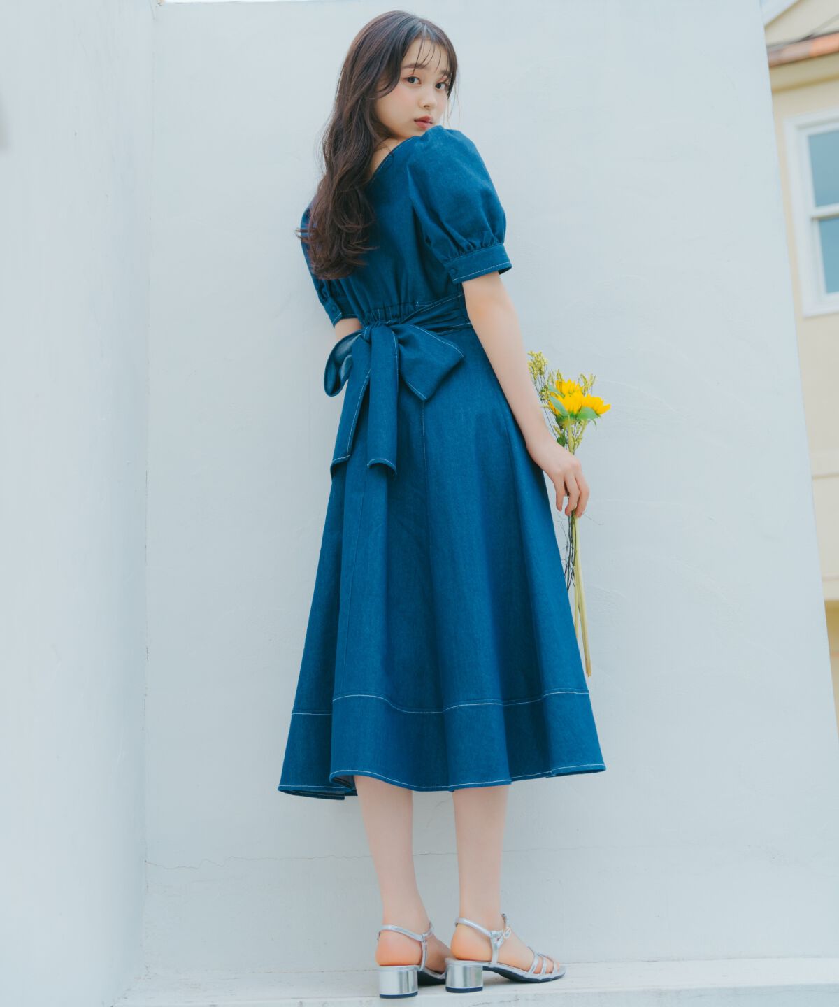 WILLSELECTION「デニムバックリボンワンピース」|ワンピース|ネイビー