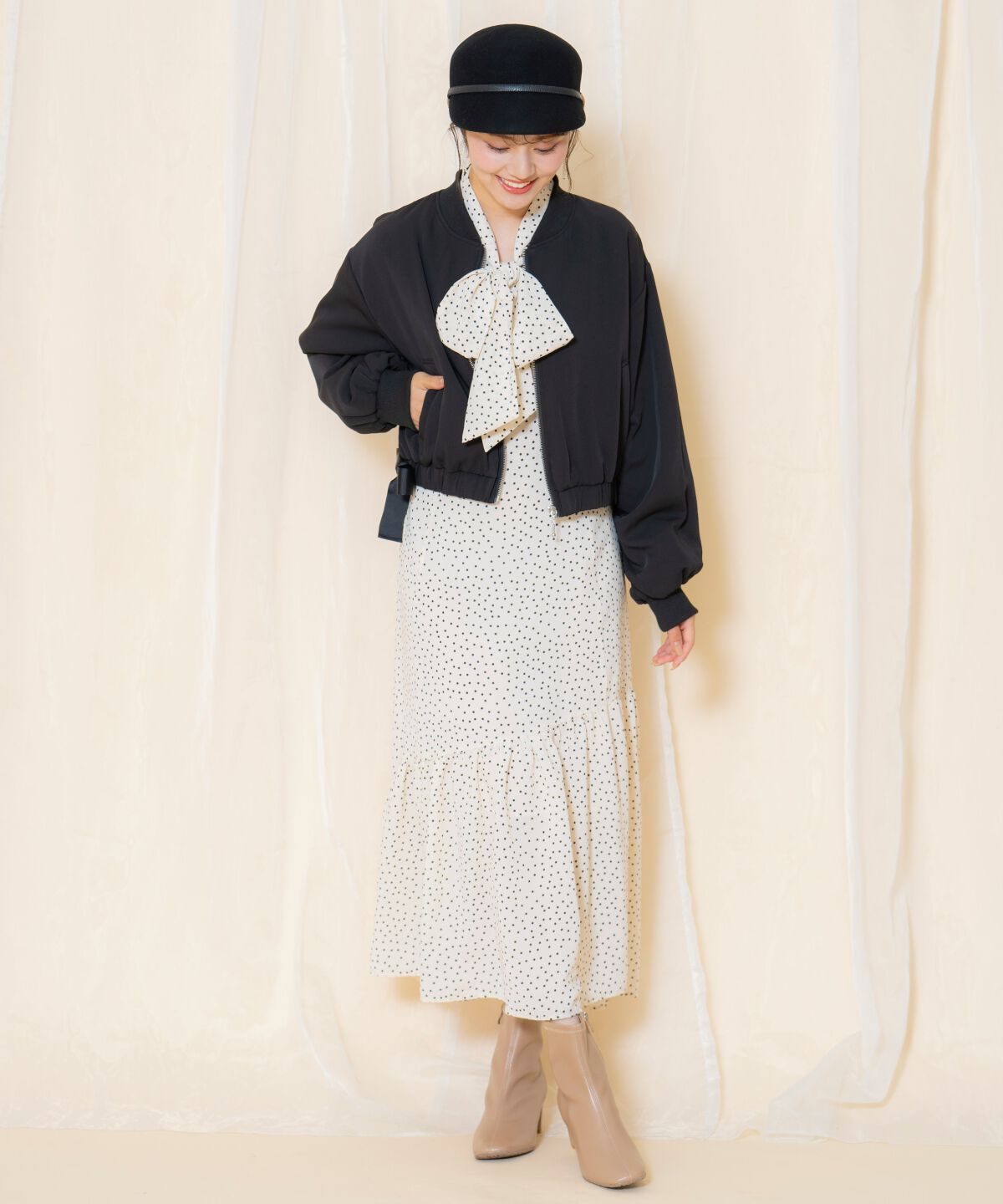 WILLSELECTION「サイドリボンコンパクト中綿ブルゾン」|ブルゾン・スタジャン|