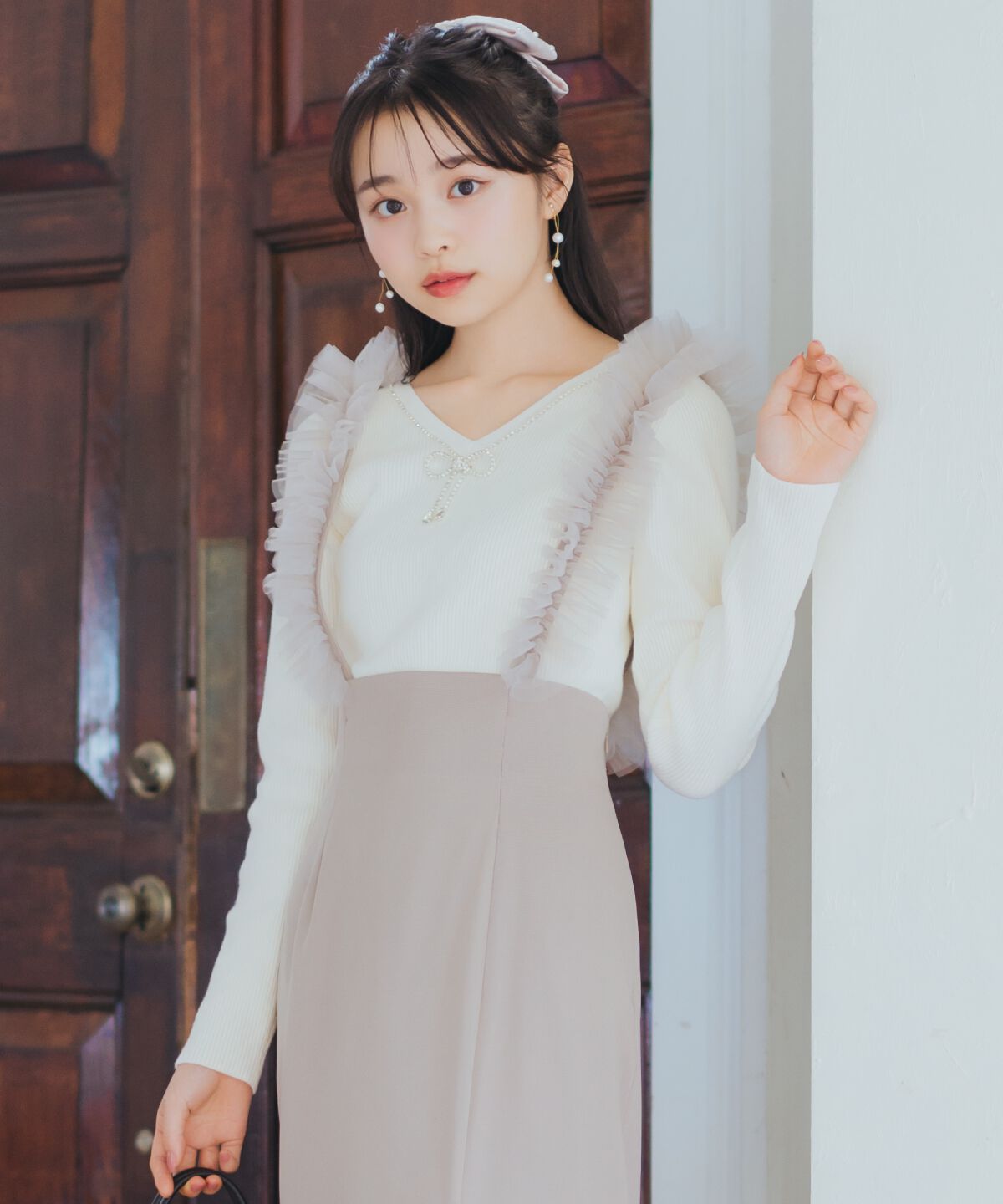 WILLSELECTION「リボンブローチ付き2WAYニットプルオーバー」|ニット・セーター|