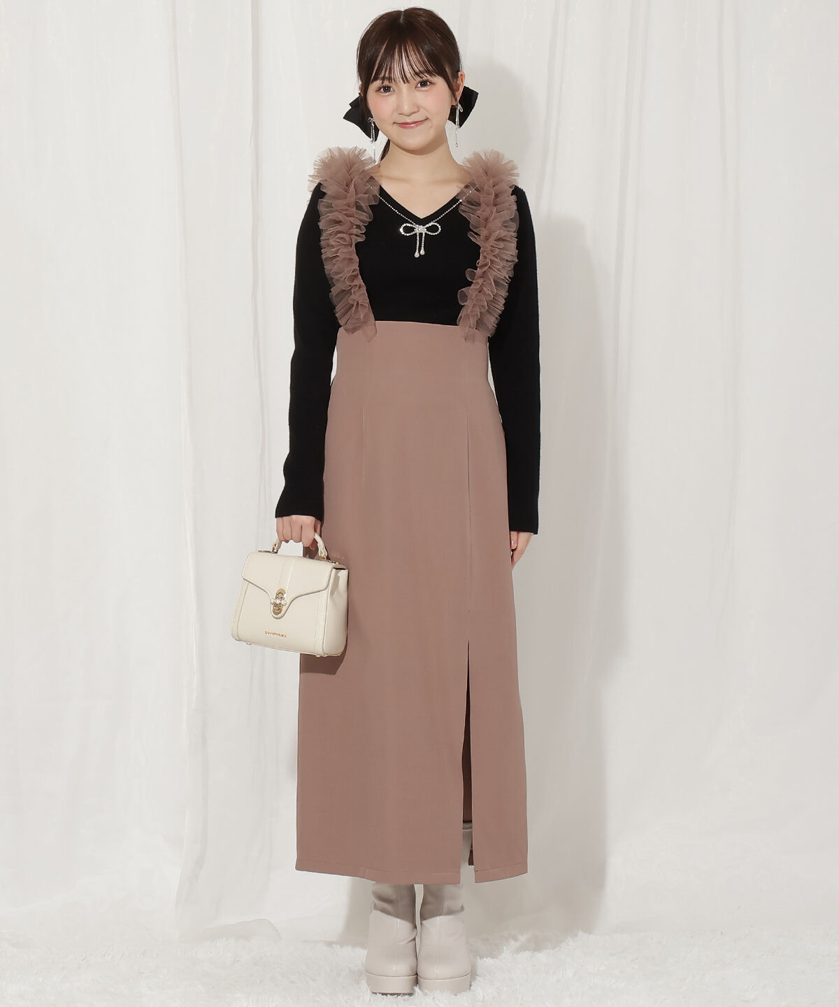 WILLSELECTION「リボンブローチ付き2WAYニットプルオーバー」|ニット・セーター|