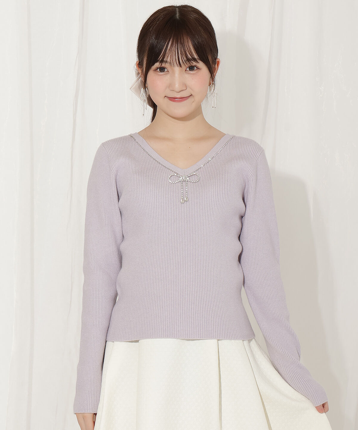 WILLSELECTION「リボンブローチ付き2WAYニットプルオーバー」|ニット・セーター|