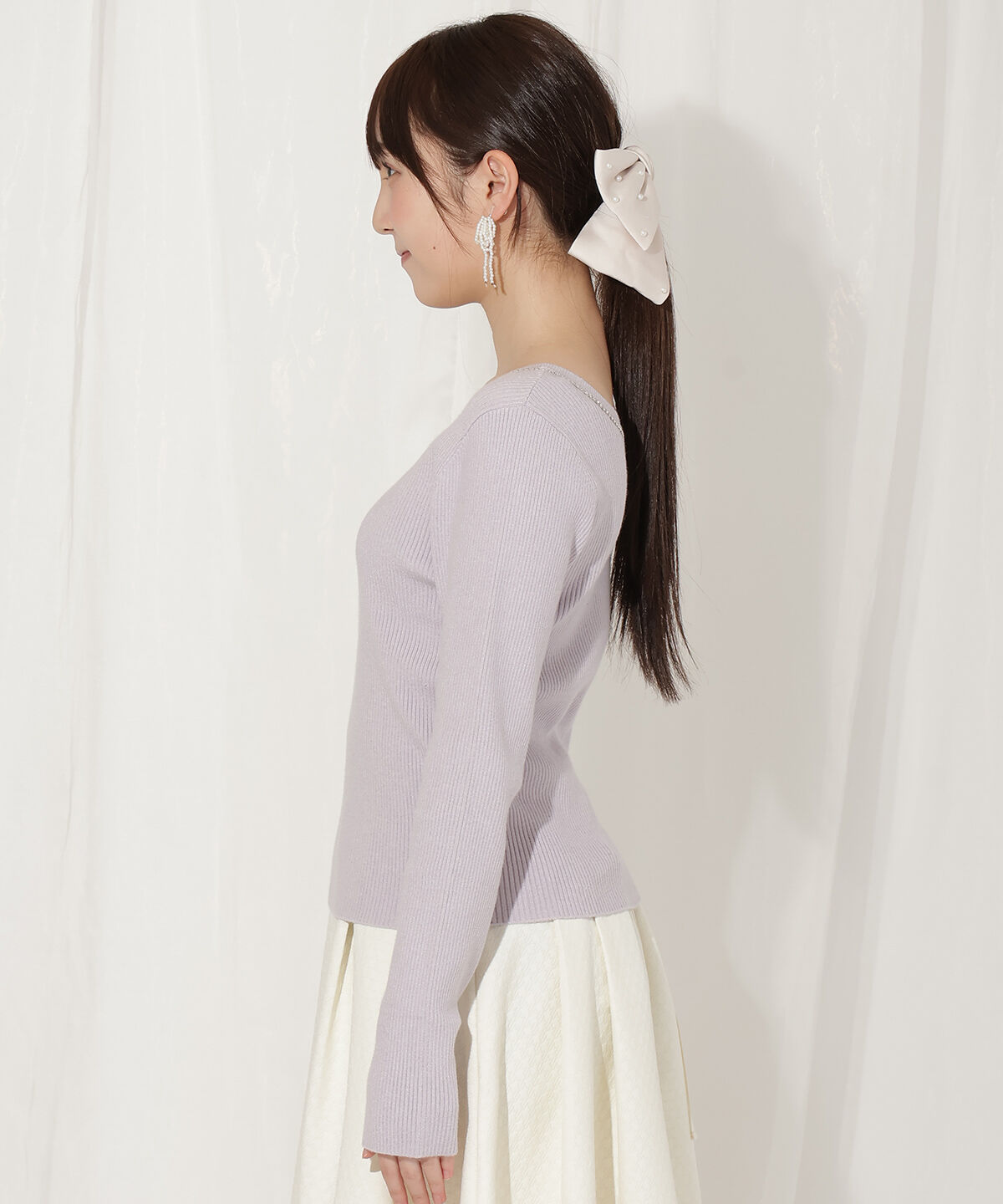 WILLSELECTION「リボンブローチ付き2WAYニットプルオーバー」|ニット・セーター|