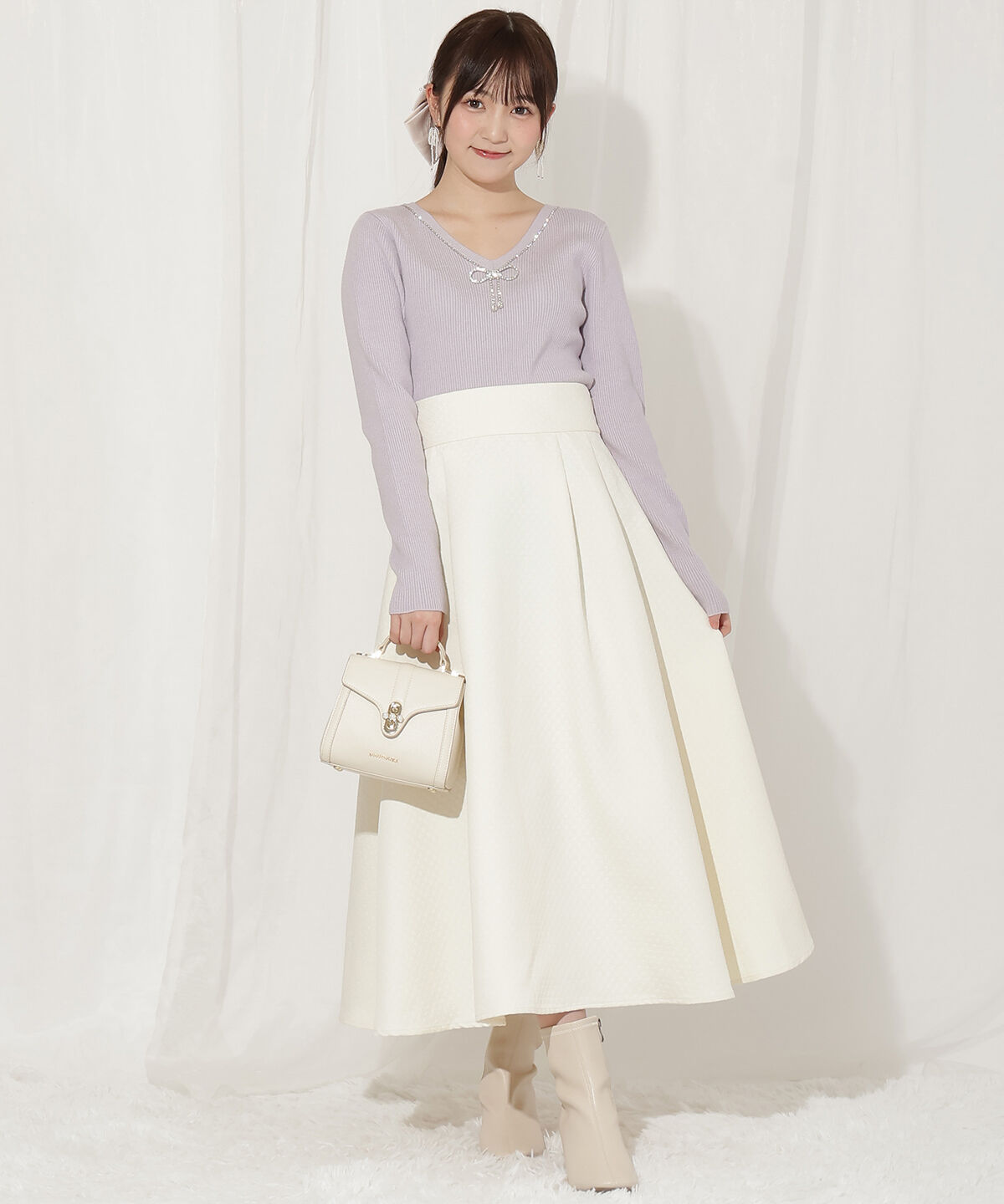 WILLSELECTION「リボンブローチ付き2WAYニットプルオーバー」|ニット・セーター|