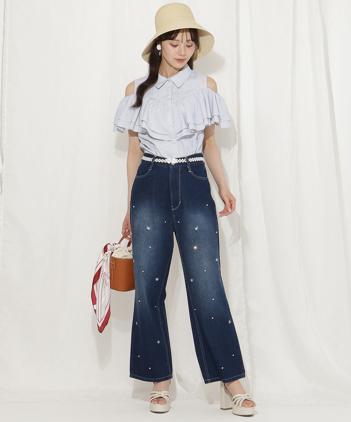 WILLSELECTION「WS刺繍ビジュー付きデニムパンツ」|その他|