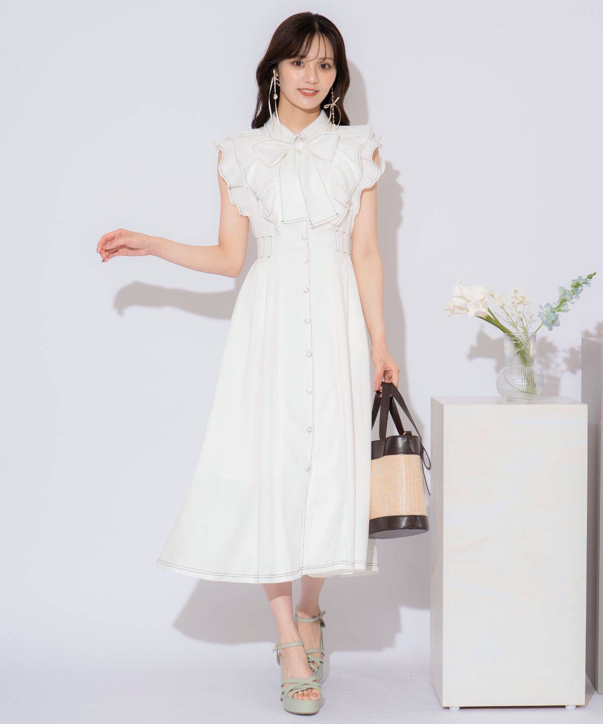 WILLSELECTION「リボンタイタックウエストシャツワンピース」|ワンピース|