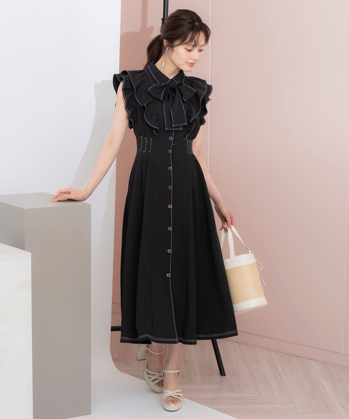 WILLSELECTION「リボンタイタックウエストシャツワンピース」|ワンピース|