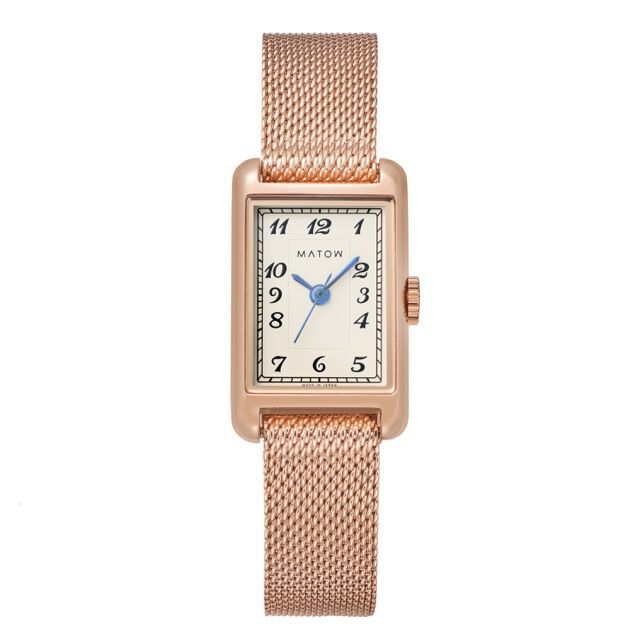 MATOW「〈MATOW (マトウ)〉 Tsuki 朧月-おぼろづき- ｽｸｴｱﾛｰｽﾞｺﾞｰﾙﾄﾞﾒｯｼｭ ｱﾗﾋﾞｯｸ」|腕時計|ROSE GOLD