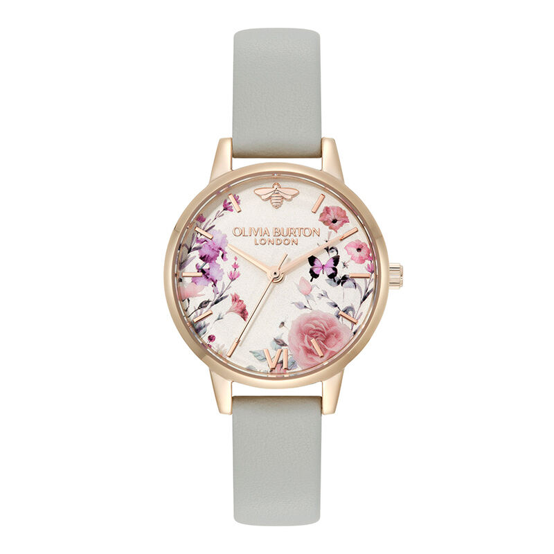 OLIVIA BURTON 「〈OLIVIA BURTON(ｵﾘﾋﾞｱﾊﾞｰﾄﾝ)〉ｼｸﾞﾈﾁｬｰ 30mm ｲﾗｽﾄﾚｲﾃｯﾄﾞ ﾌﾛｰﾗﾙ ﾗｲﾄｸﾞﾚｰ ﾚｻﾞｰ」|腕時計|