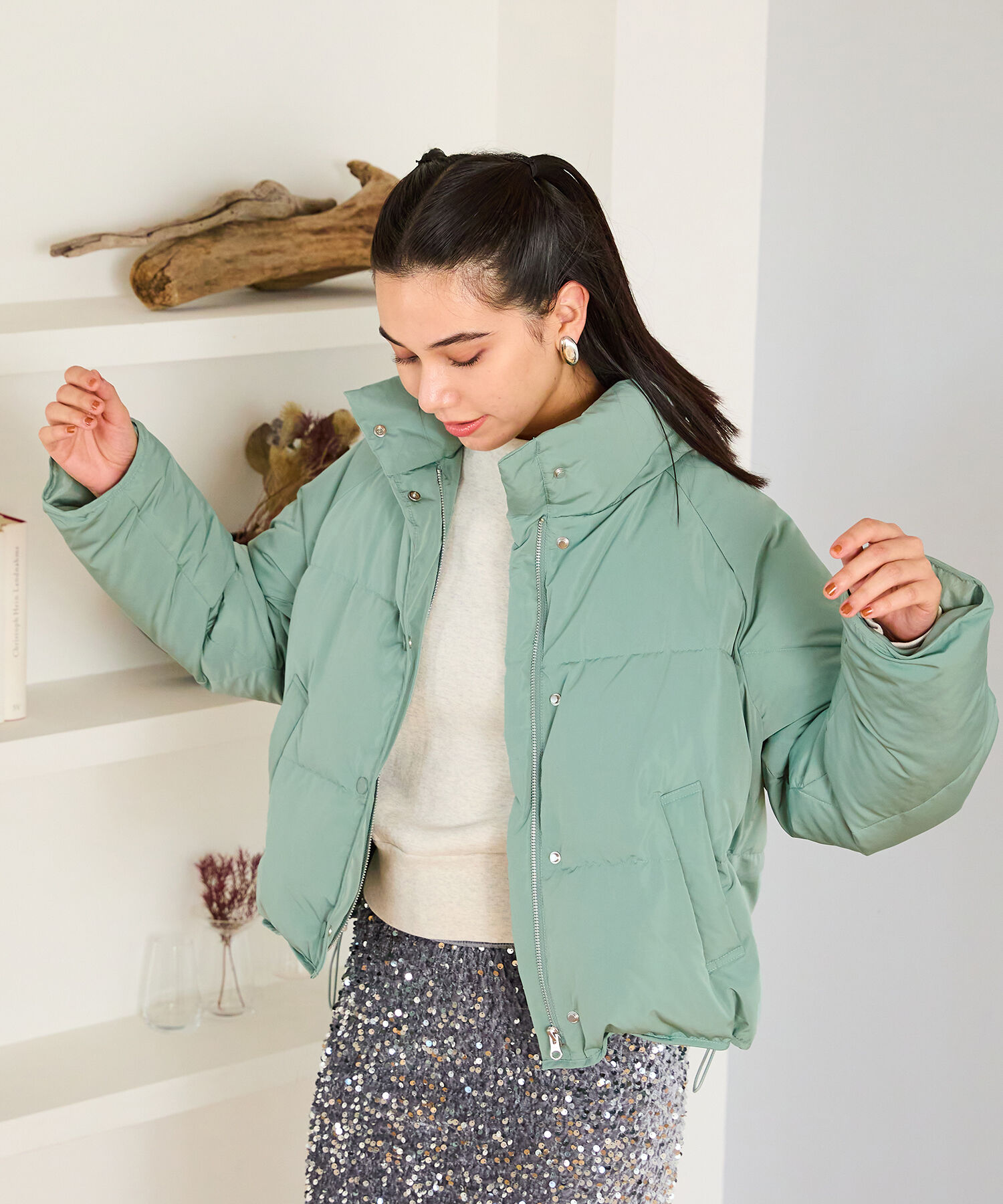 ORiental TRaffic「●2024秋冬新作●スタンドネックショートダウンジャケット/MO43D02」|ダウン|